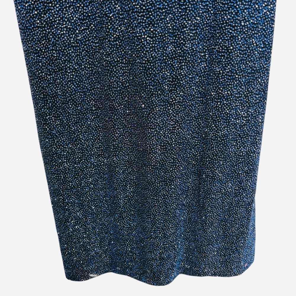 Vintage Jodi Kristopher Prom Dress Navy Glitter Drape Neck Evening Gown S - Picture 6 of 12